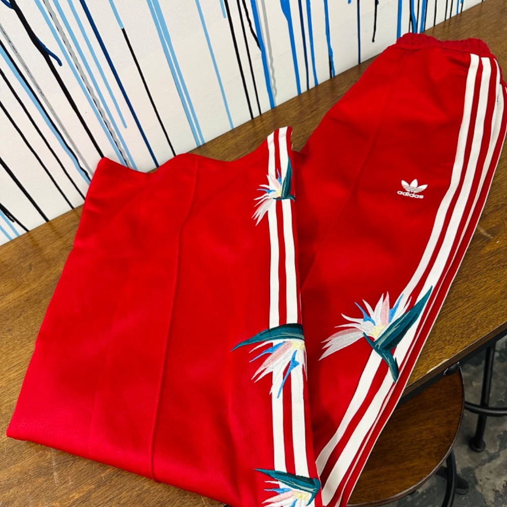 Adidas X Thebe Magugu Embroidered Detail Wide Leg Track Pants Size XS - Picture 13 of 13